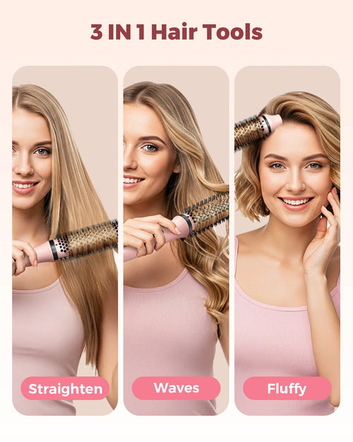 Dual Voltage Thermal Brush, 1.5 Inch Heated round Brush with Negative Ions & Ceramic for Volumizing, 6 Temps & Auto Shut-Off